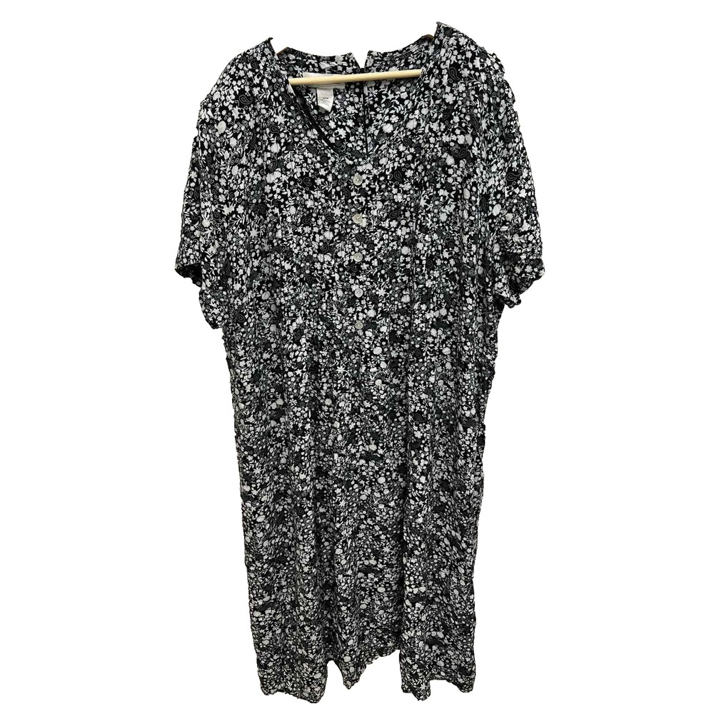 Anna Maxwell Women's Dress Black Floral Button Details Back Tie 30W A010409